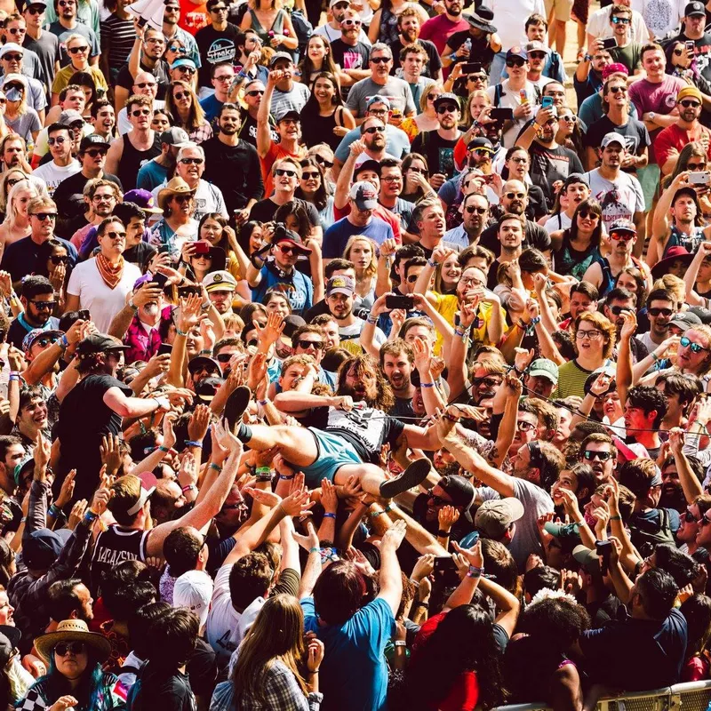 Stage diving at Austin City Limits