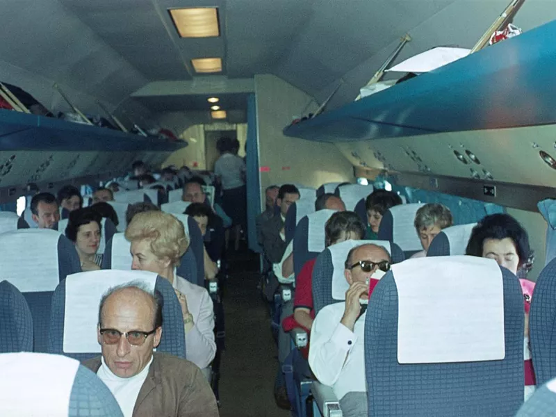 Passenger plane is waiting for permission to take off at Tempelhof Airport