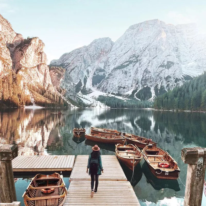 Boats in Dolomites