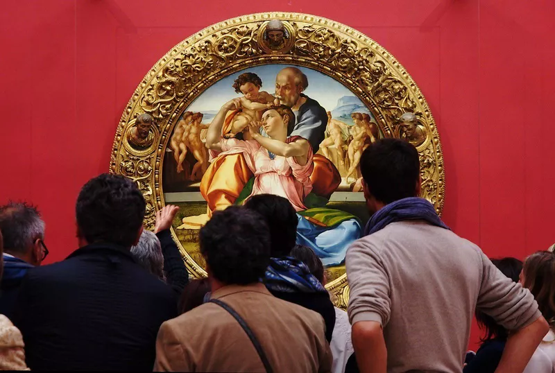 Visitors seeing Michelangelo's 