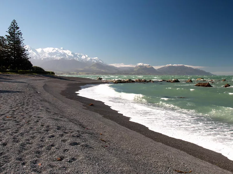 Black pebble beach