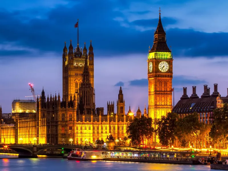 Houses of Parliament at night, Westminster, London