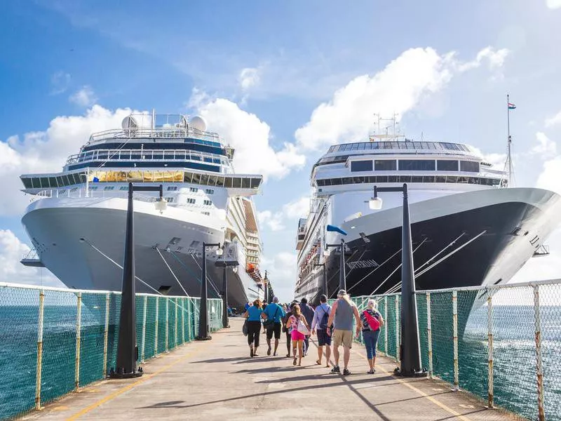 Passengers boarding cruises