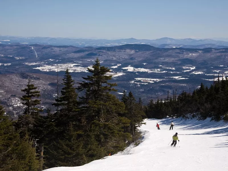 Skiing down Sugarbush