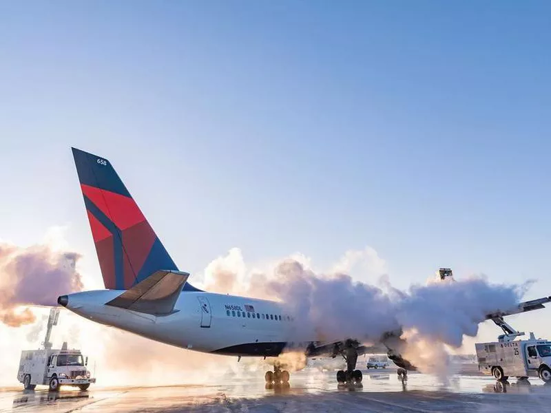 Delta aircraft on runway