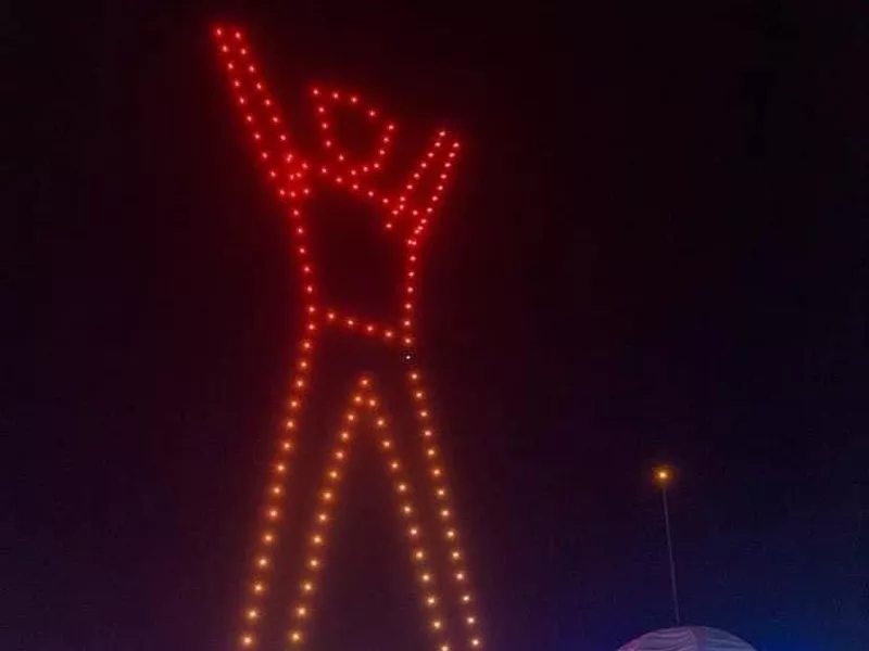 Burning Man effigy made of drones in 2021