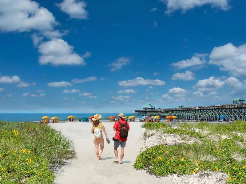 People at Folly Beach, South Carolina