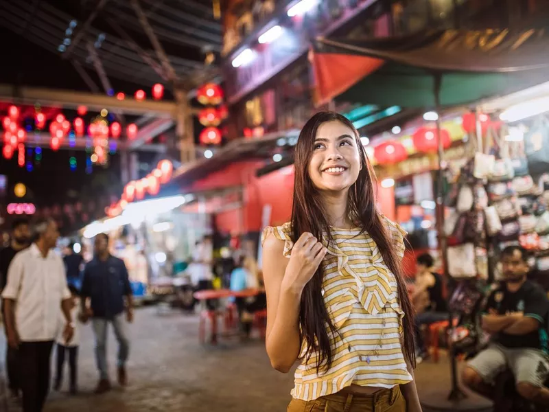 Tourist in market in Malaysia