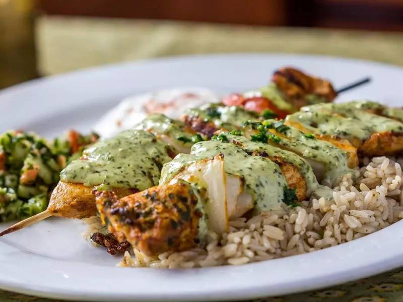 Chicken skewers from Yafa in Carmel-By-the-Sea