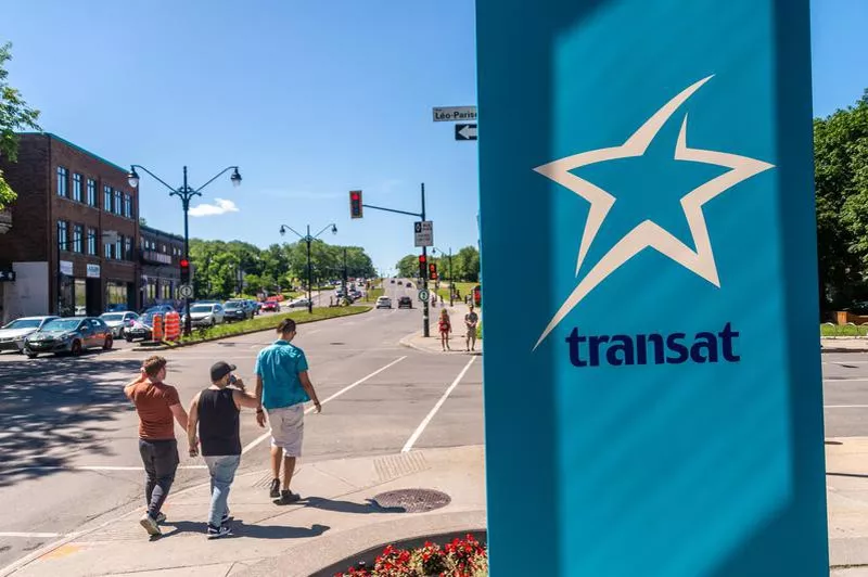 Air Transat sign at the bottom of Air Transat tower