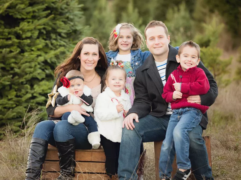 Large Family Christmas Card photo in Christmas Tree Farm .