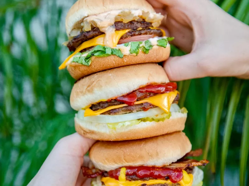 Stack of Carl's Jr. burgers