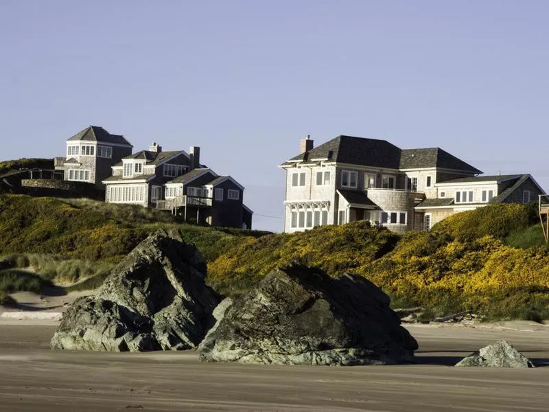 Homes on Bandon Beach, Oregon