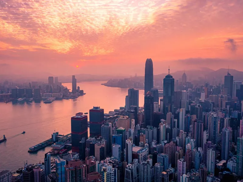 Drove view of Victoria Harbour, Hong Kong