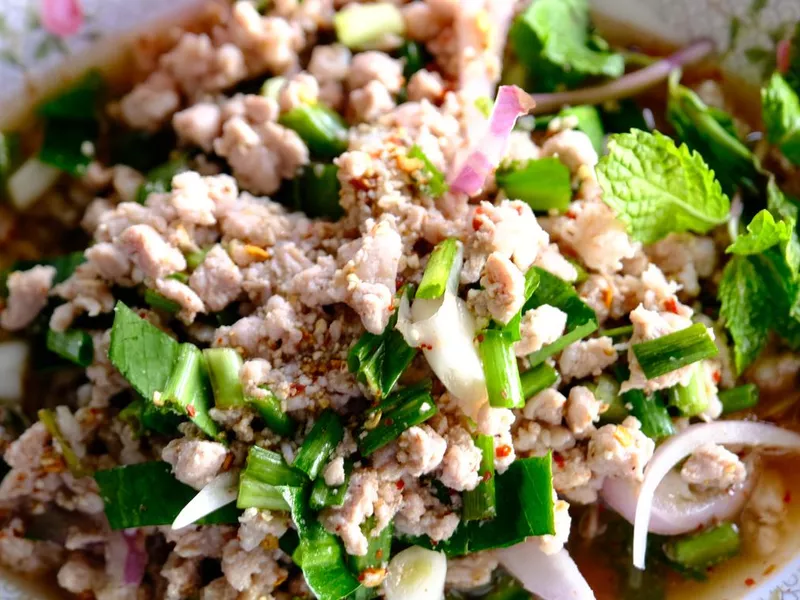 Spicy ground pork salad or Larb Moo