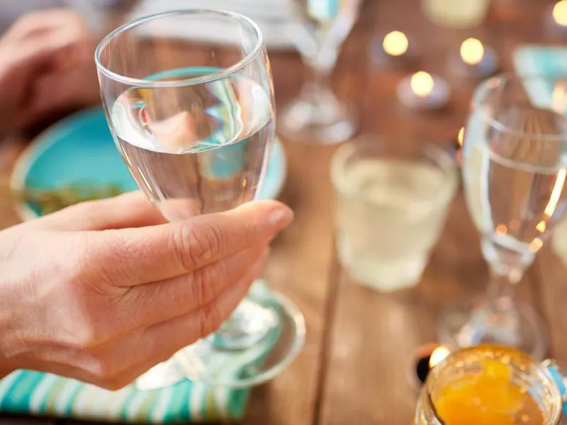 Wine glass with water