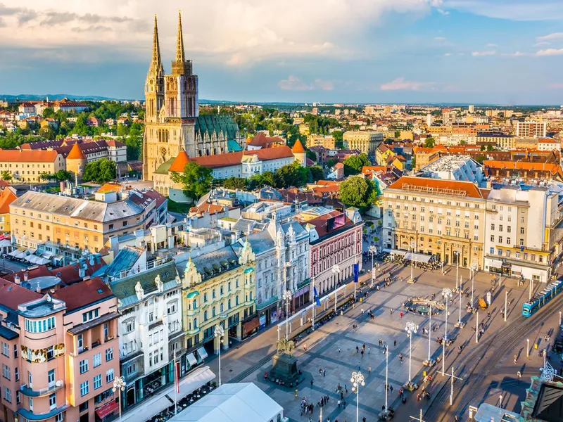 Zagreb aerial view, Croatia capital town.