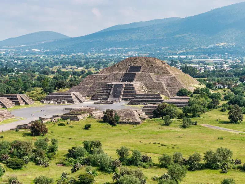 Ancient Teotihuacan pyramids and ruins in Mexico City