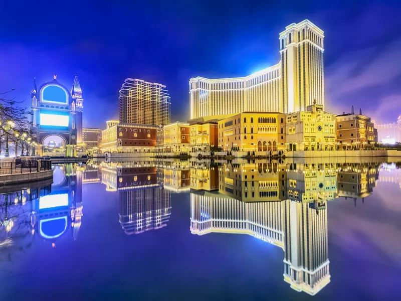 Cityscape of Macau, China, at night