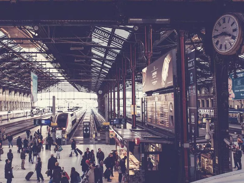 Railway Station in Paris, France.