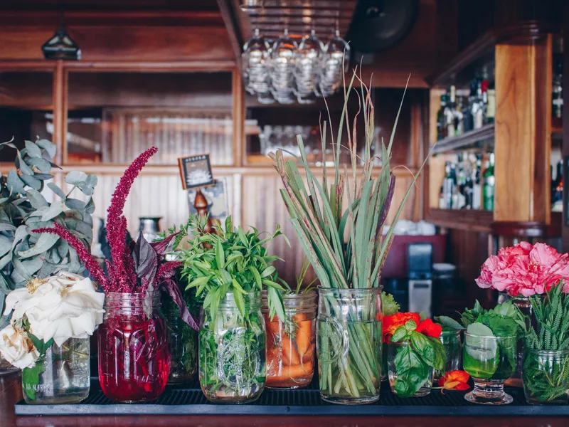 Fresh herbs at the bar in Hotel Belmar