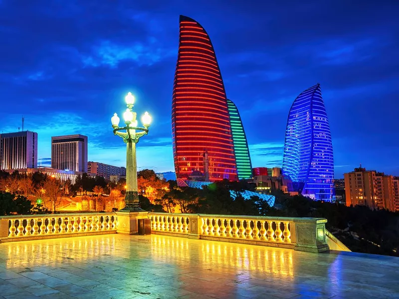 Baku city night view, Azerbaijan