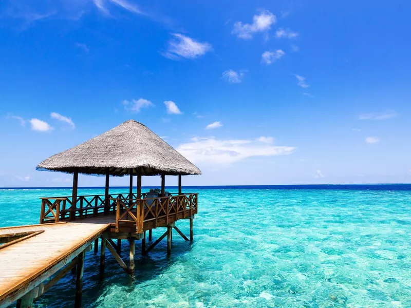 water bungalows at maldivian island