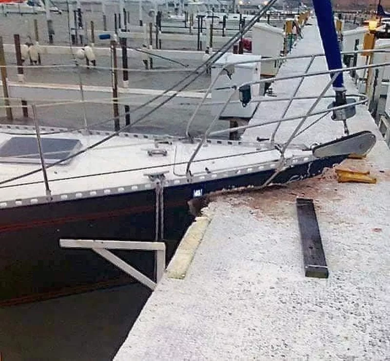 Boat running into a dock