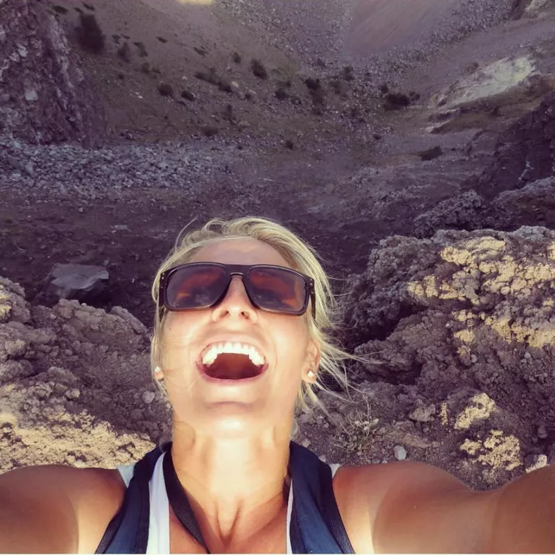 Dangerous volcano selfie