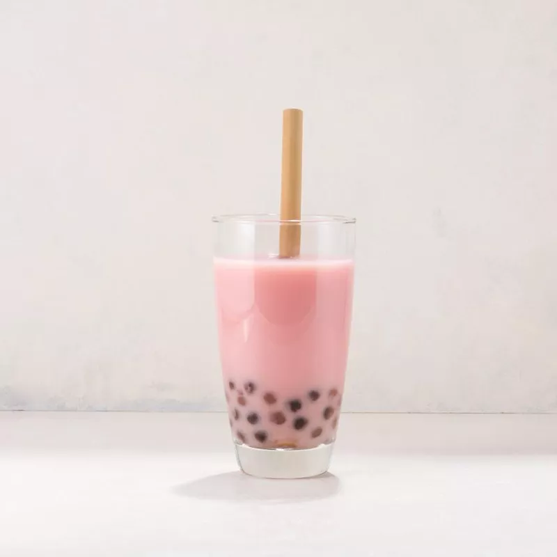 Strawberry flavor boba tea