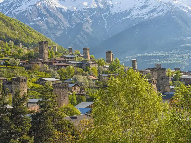 Defensive towers in Mestia, Georgia