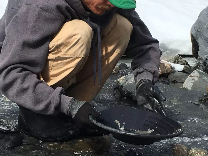 Gold panning at Crow Creek Mine