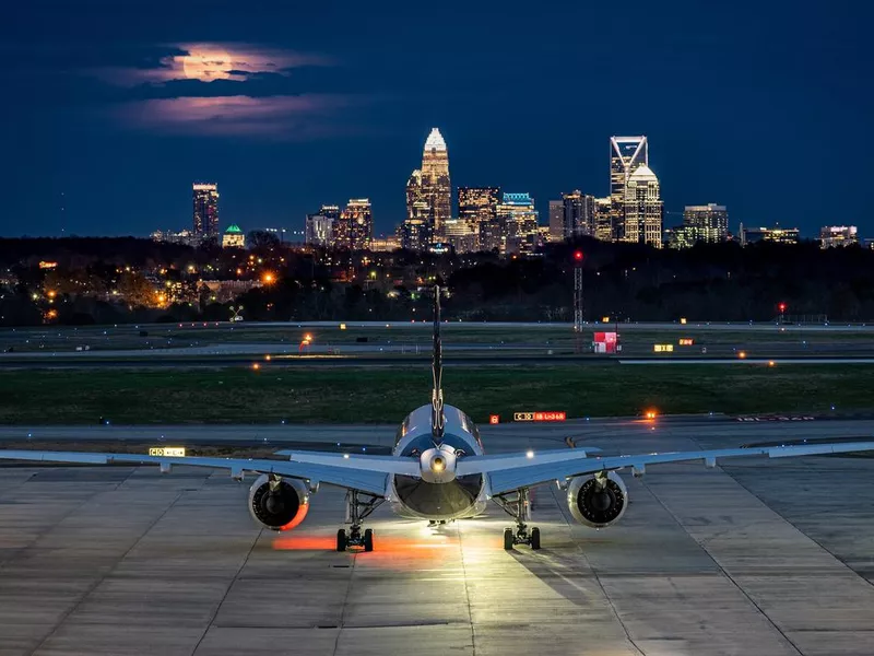 Charlotte, NC at Night at the Airport