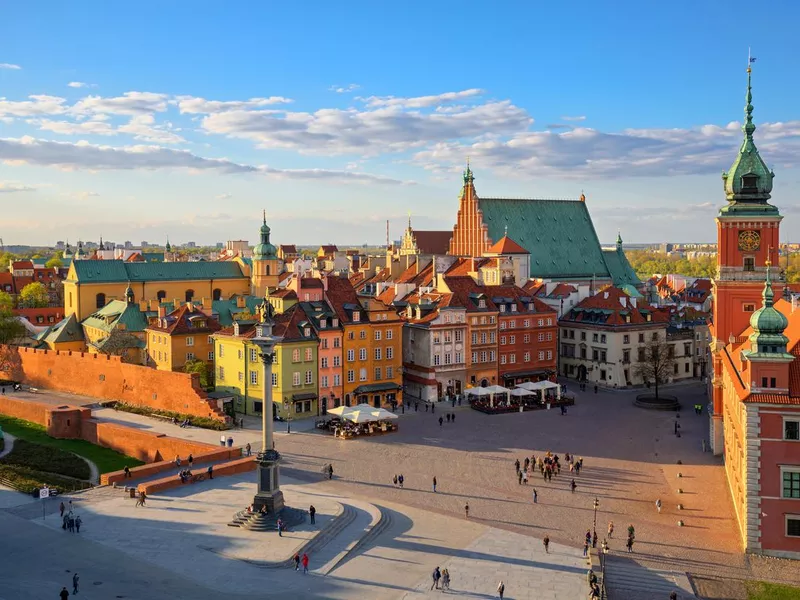 Aerial view of the old city in Warsaw