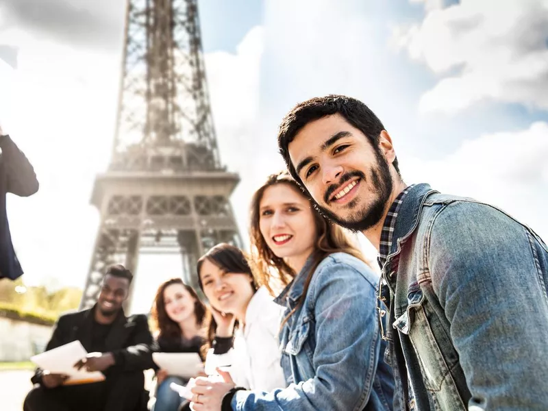 Students on a field trip in Paris