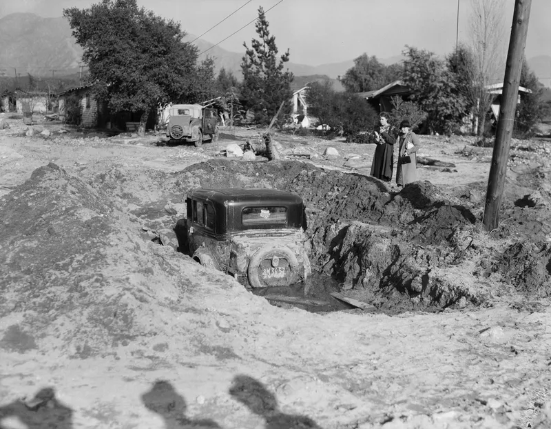 A car buried in mud