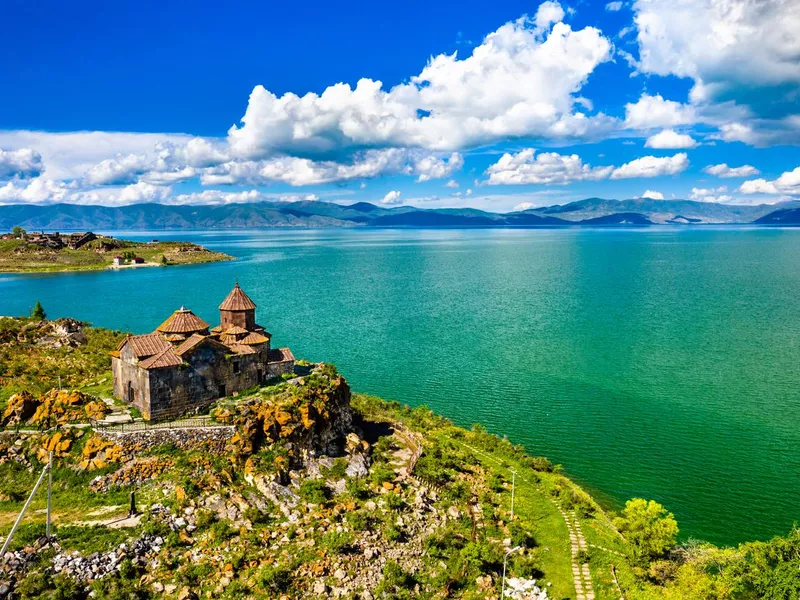 Hayravank monastery on the shores of lake Sevan in Armenia