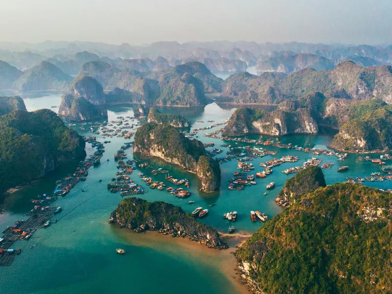 Aerial view of Halong Bay in Vietnam