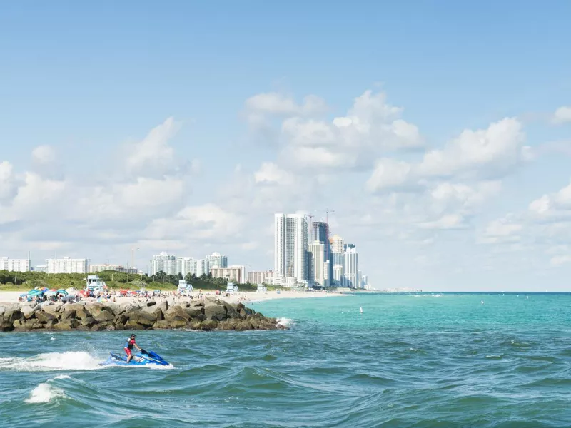 Jet skiing at Haulover Beach in Florida