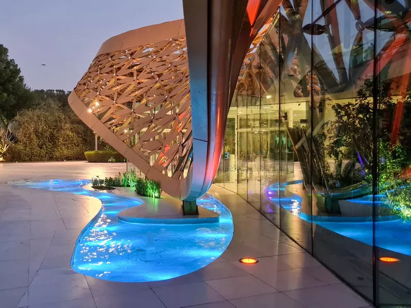 Detail of a pavilion on Al Noor Island in Sharjah, United Arab Emirates