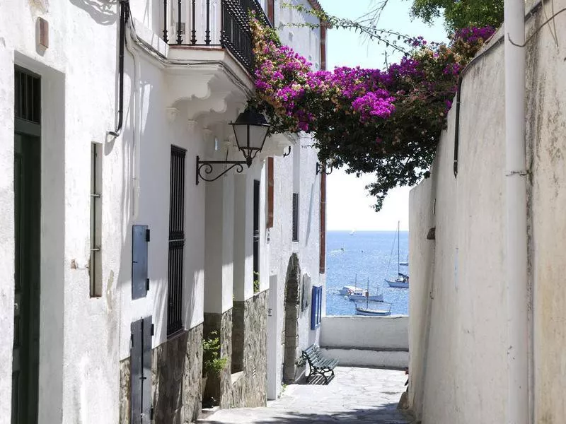 Cadaques street in Catalonia, Spain