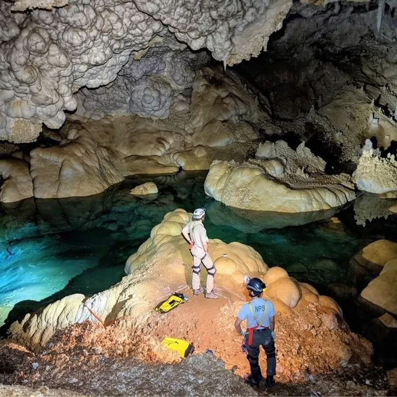 People in a cave at Carlsbad Caverns National Park