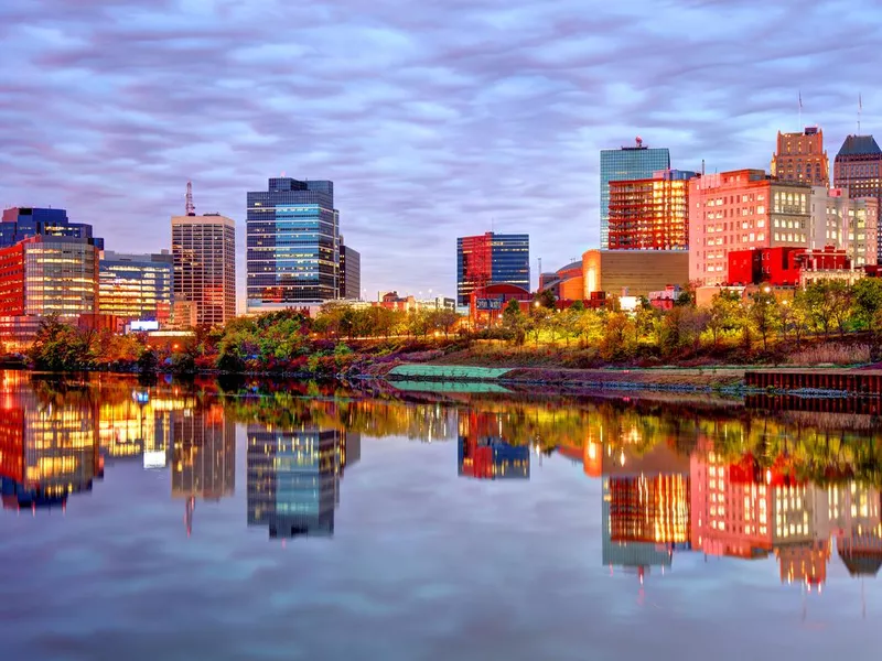 Newark, New Jersey at dusk