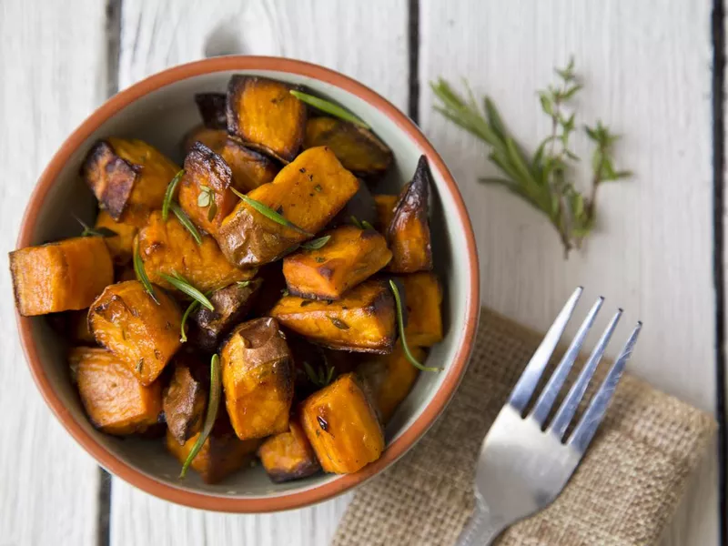 Oven roasted sweet potatoes