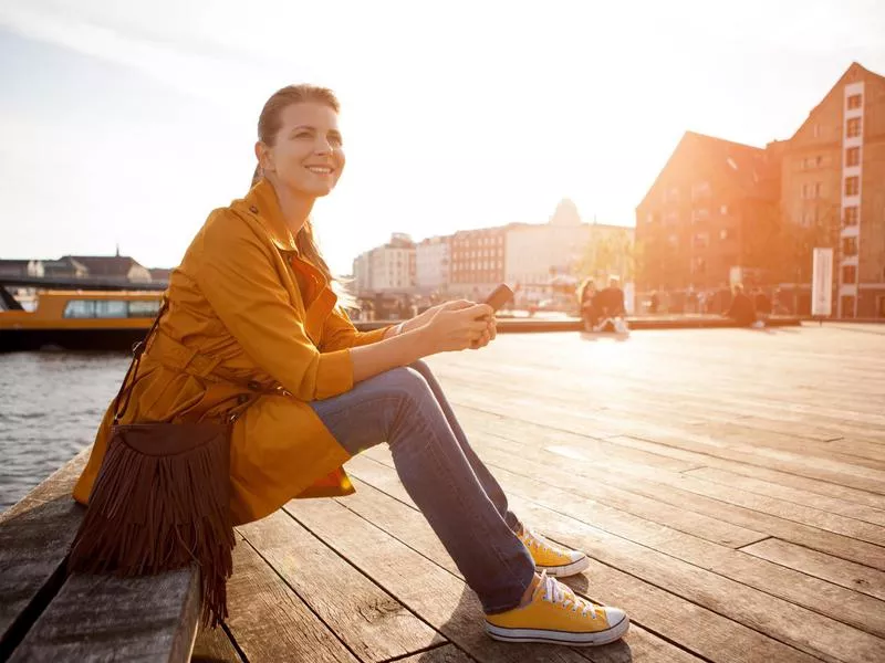 Happy woman in Denmark