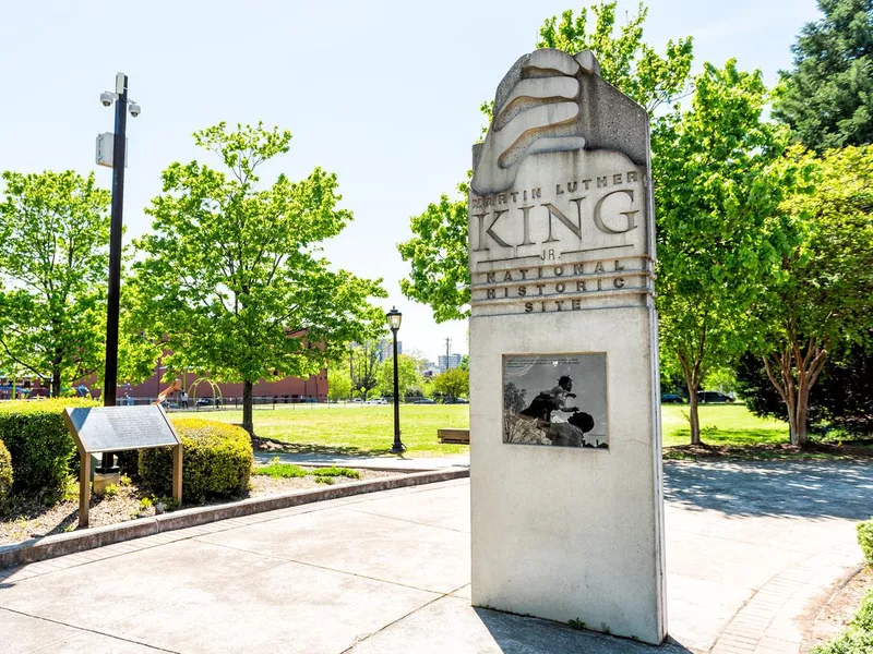 Sign to Martin Luther King Jr National historic site in Georgia city