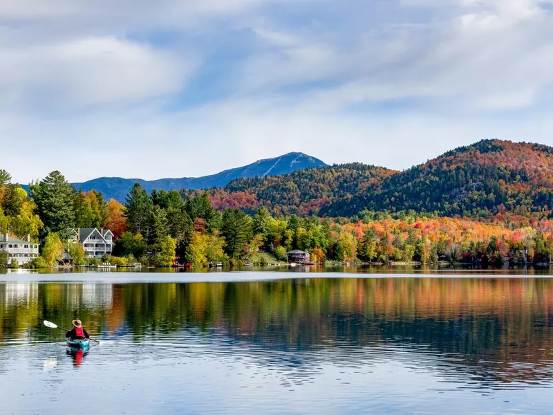 Mirror Lake in Lake Placid, New York kayaking