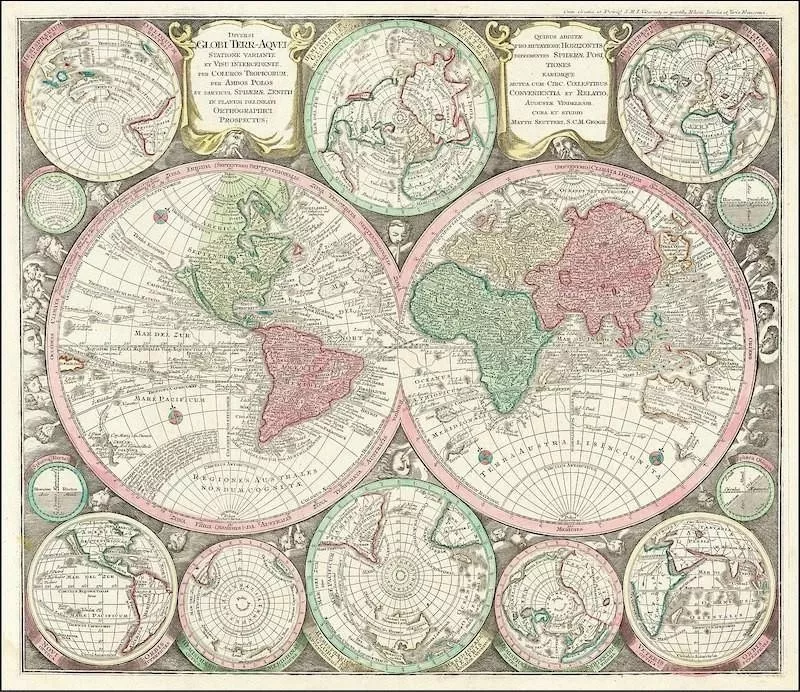 1730 double hemisphere map