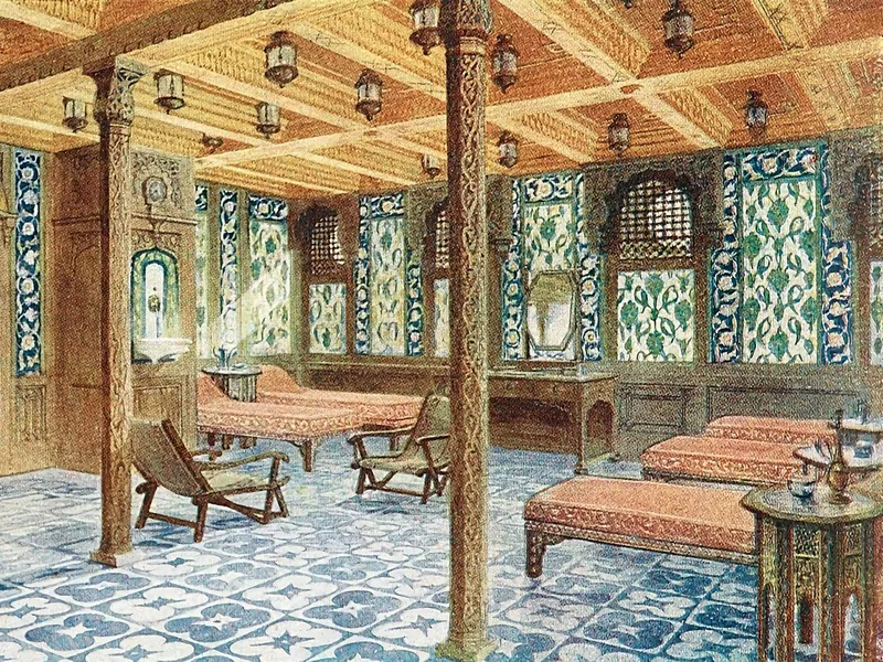 Illustration of Turkish baths on the Titanic