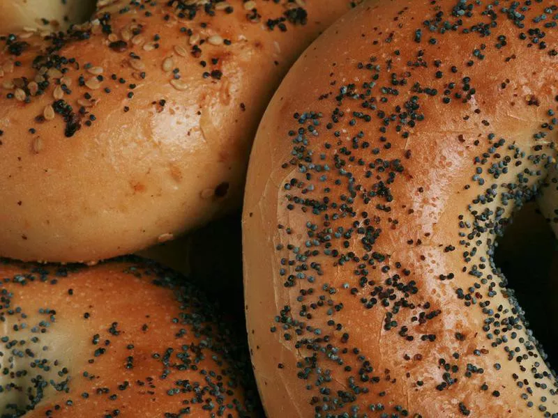 Close-up of poppyseed bagel